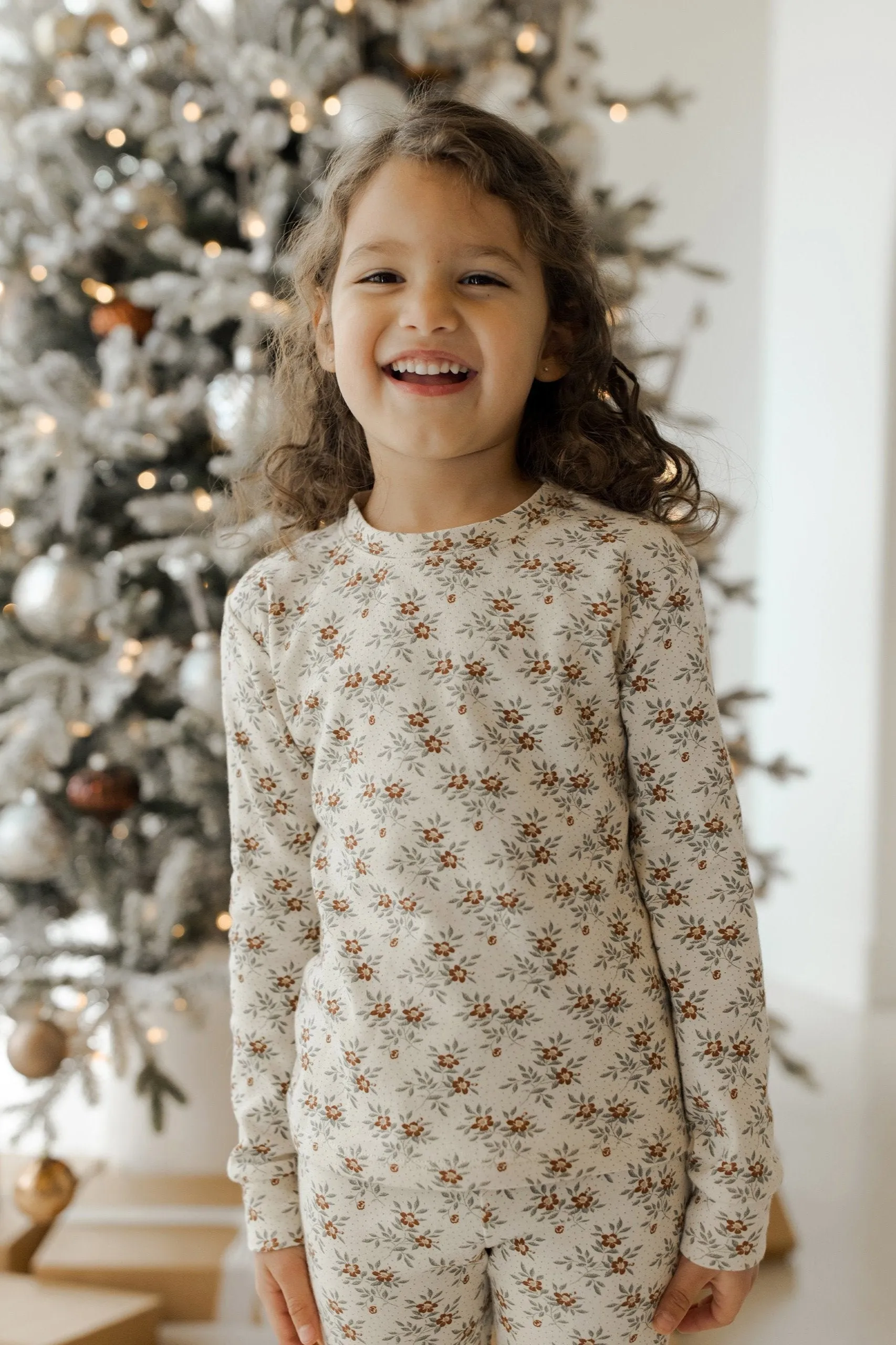Organic LS PJ Set| Holiday Floral