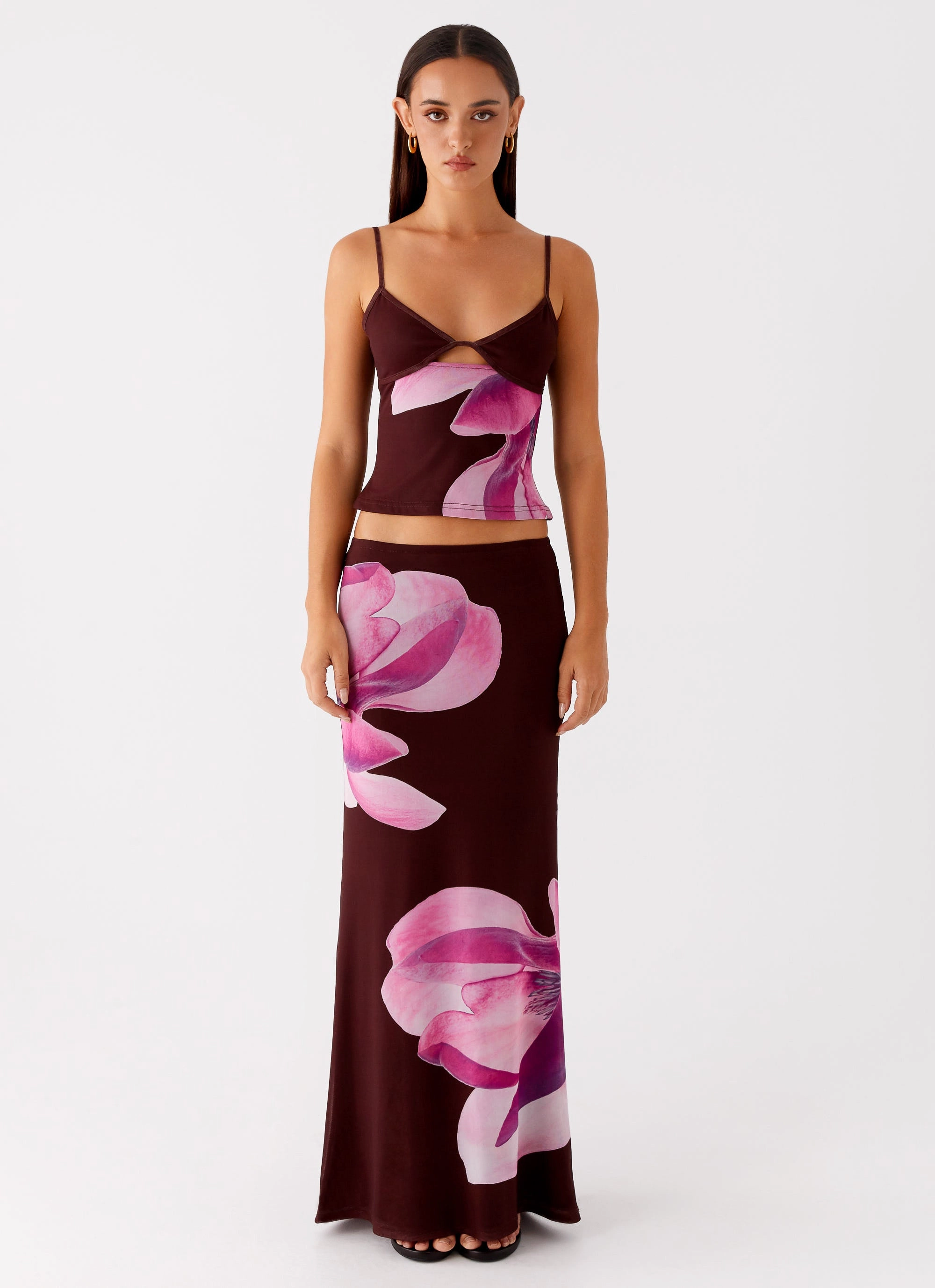 Alpha Maxi Skirt - Dark Chocolate Recycled Polyester Hidden pockets