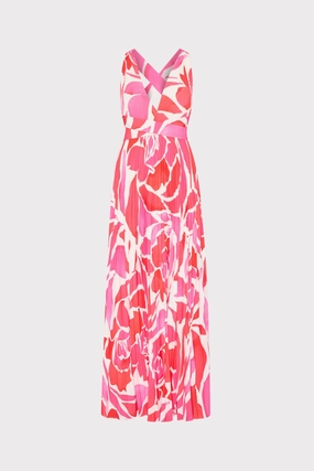 Fall Inspired knee-length Oria Dream Rose Pleated Dress