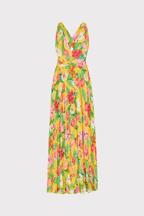 Cool Simplicity Oria Tulip Rosette Pleated Dress