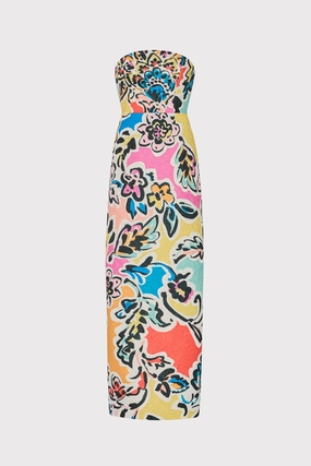 Clean Tone Side Pleats Orion Rainbow Oasis Jacquard Dress