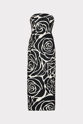 Orion Rose Jacquard Dress V Neckline