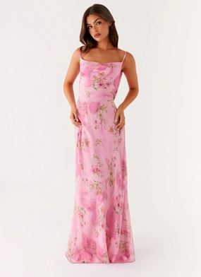 Practical work-to-play piece Chill Edge Orlando Maxi Dress - Pink Floral Print