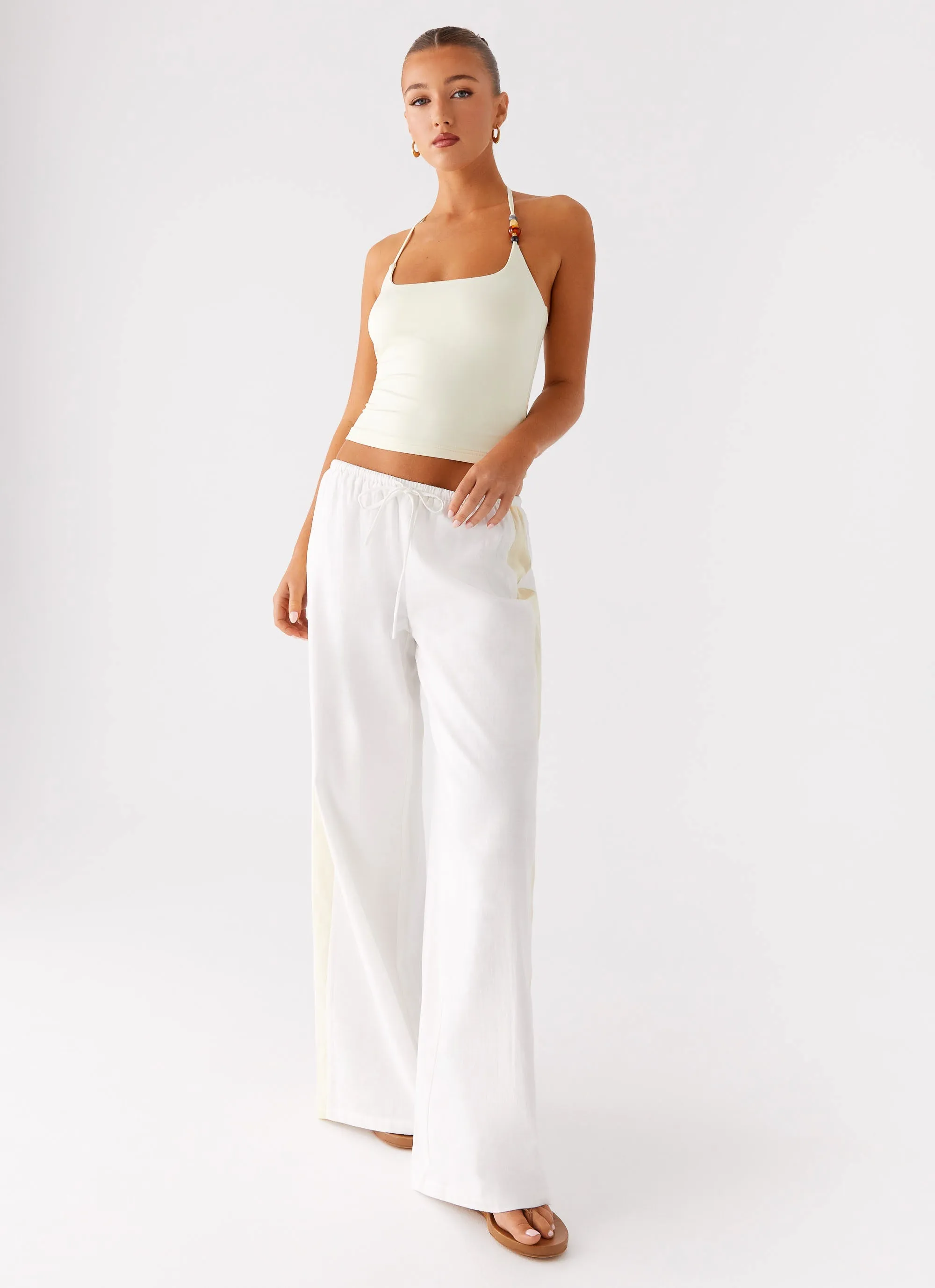 Oska Drawstring Pants - White clean design Tagless Design