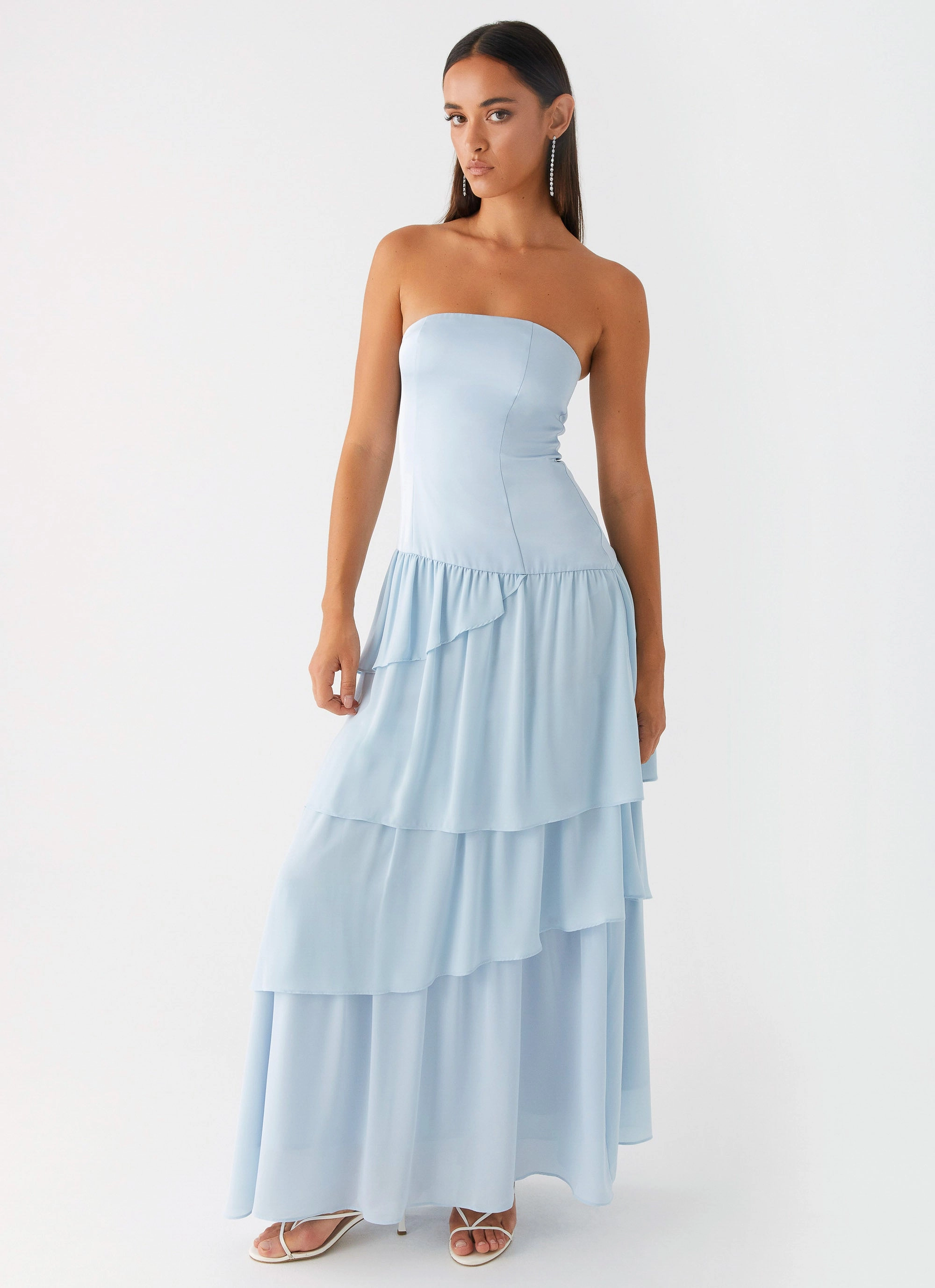 Our Story Maxi Dress - Pastel Blue Layered-Sleeve