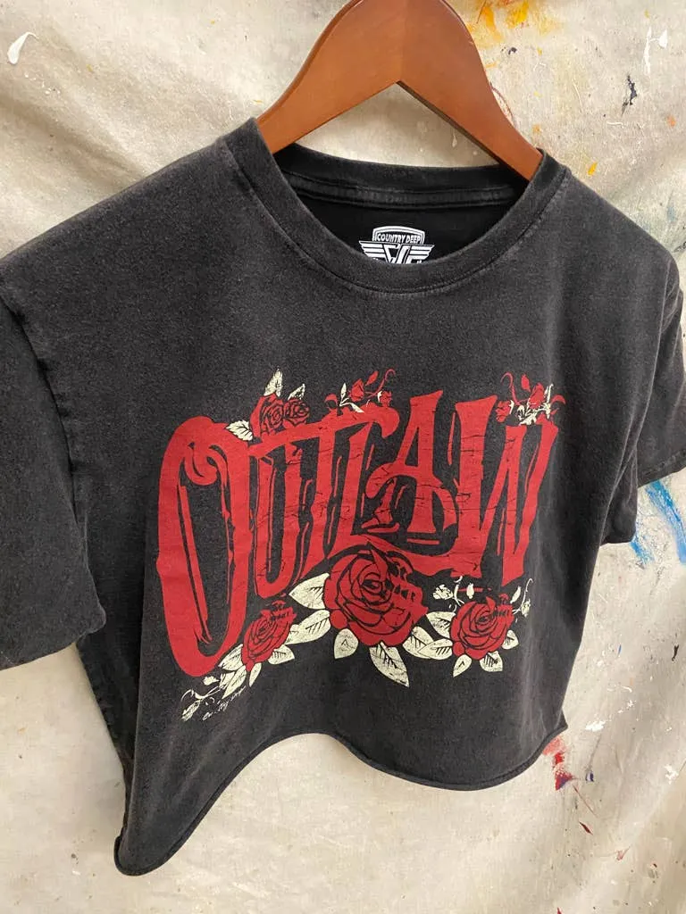 NonSlip Grip Tape Outlaw Relaxed Cropped Tee- Acid Wash