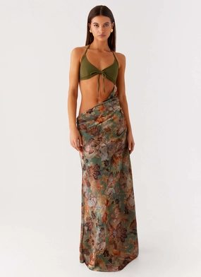 Coffee Break Drape Wave Overgrown Maxi Dress - Vintage Blossom
