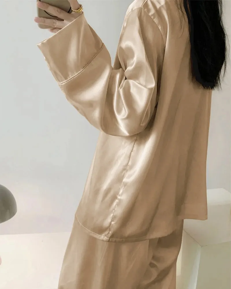 Oversized Double Breasted Silk Pajamas