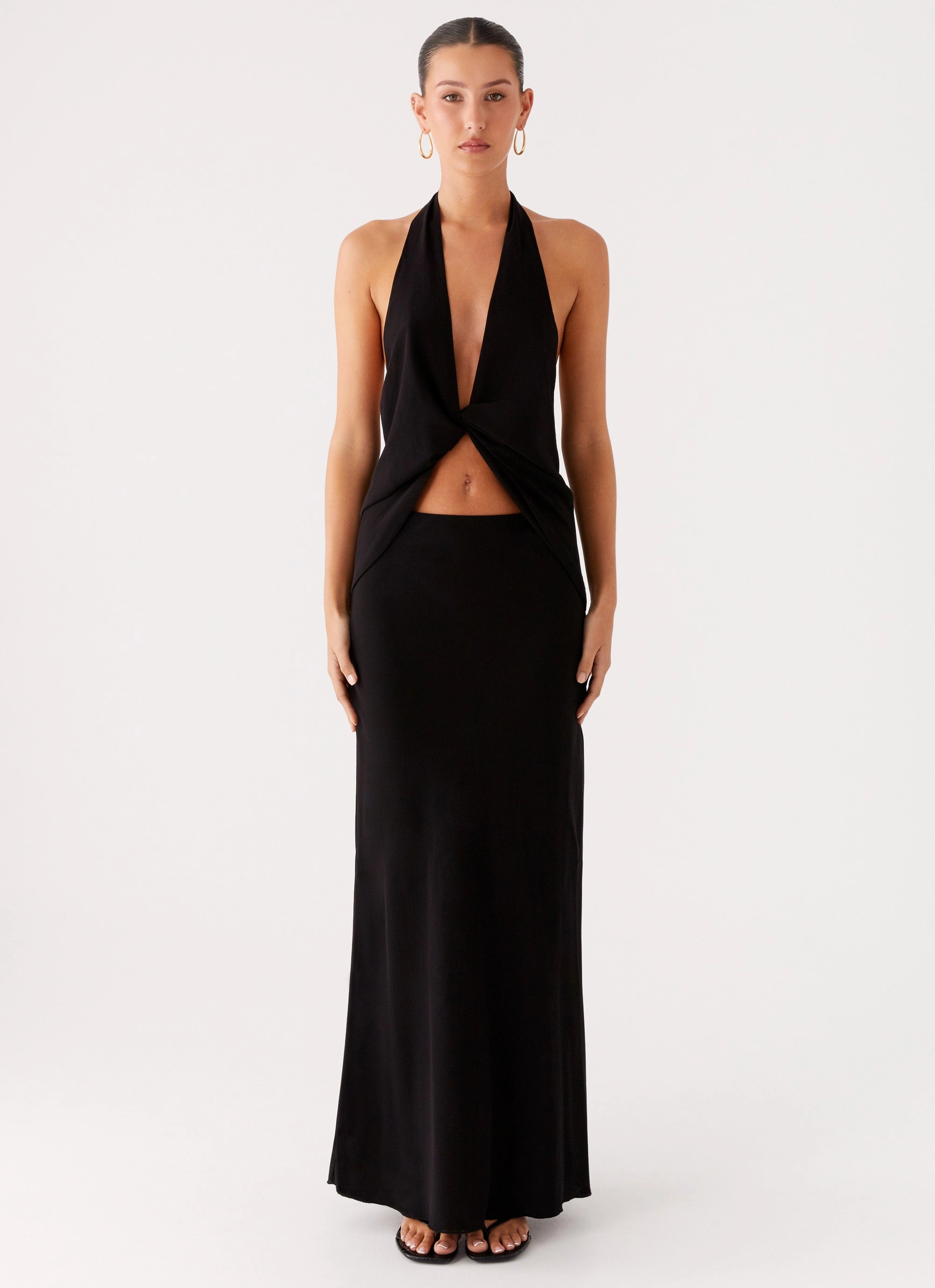 Michaella Chiffon Maxi Skirt - Black light colors Hidden pockets