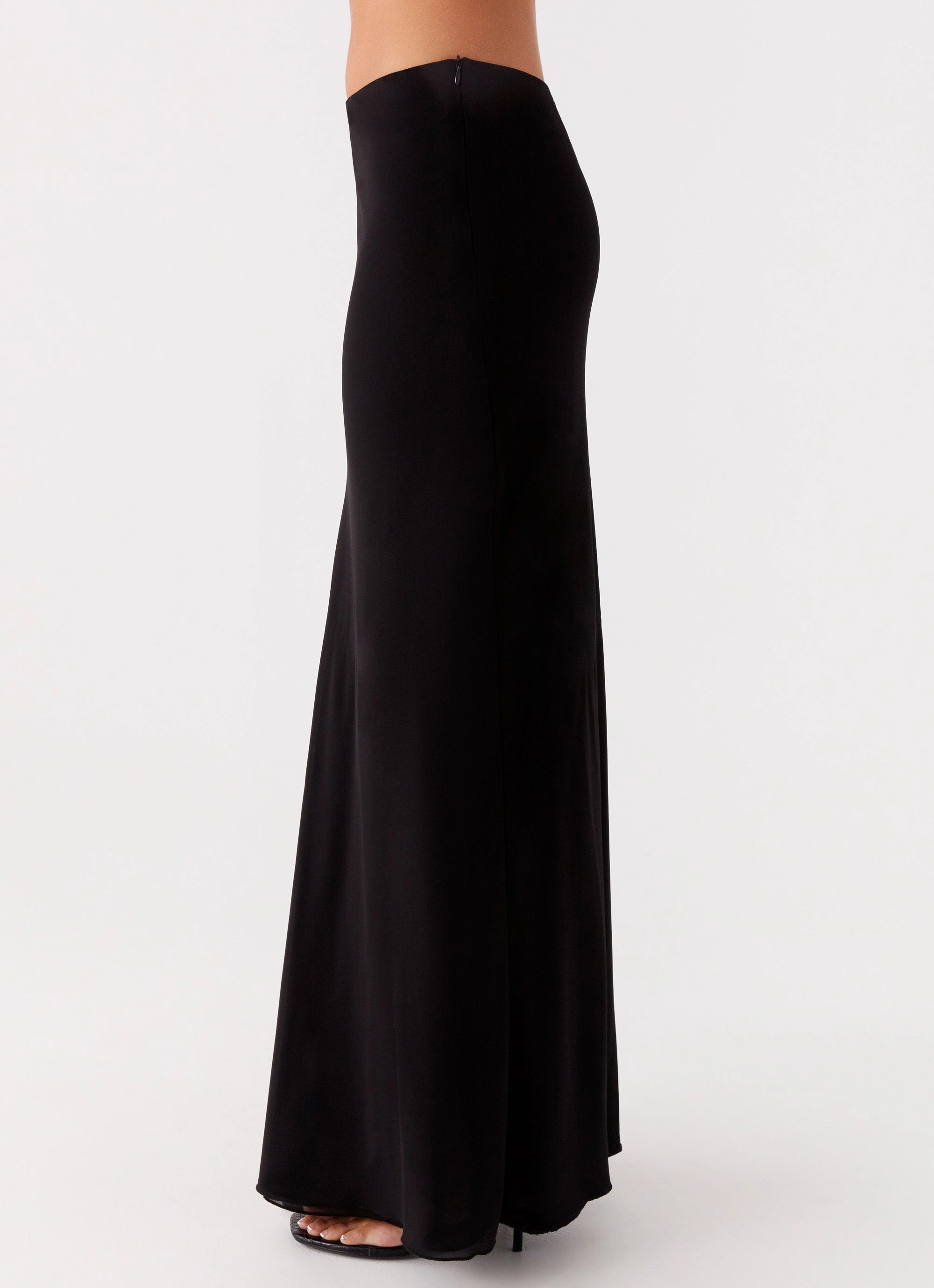 Michaella Chiffon Maxi Skirt - Black Pocket Design Budget Friendly