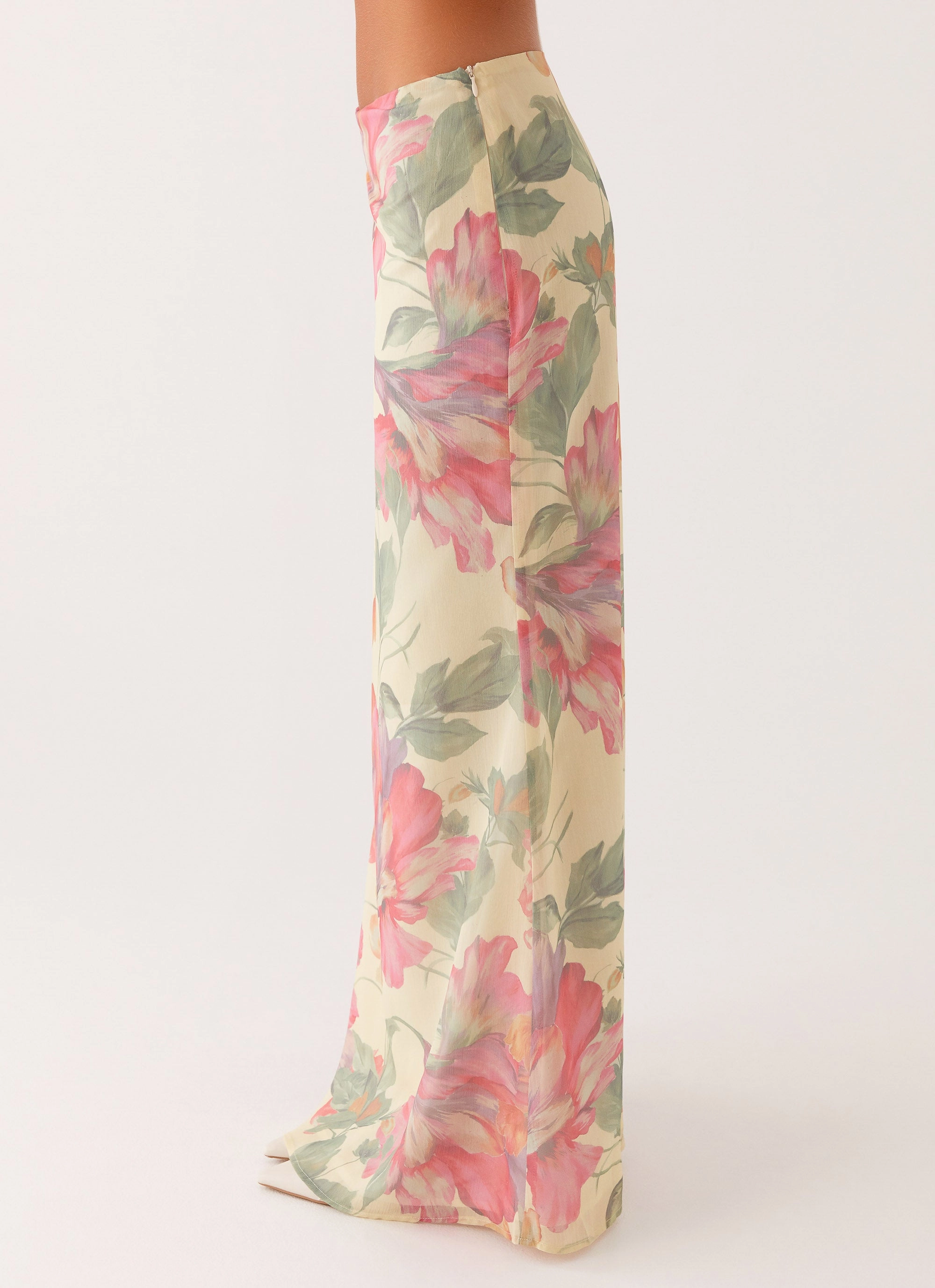 Soulful Low Rise Maxi Skirt - Yellow Peony Lightweight Fabric