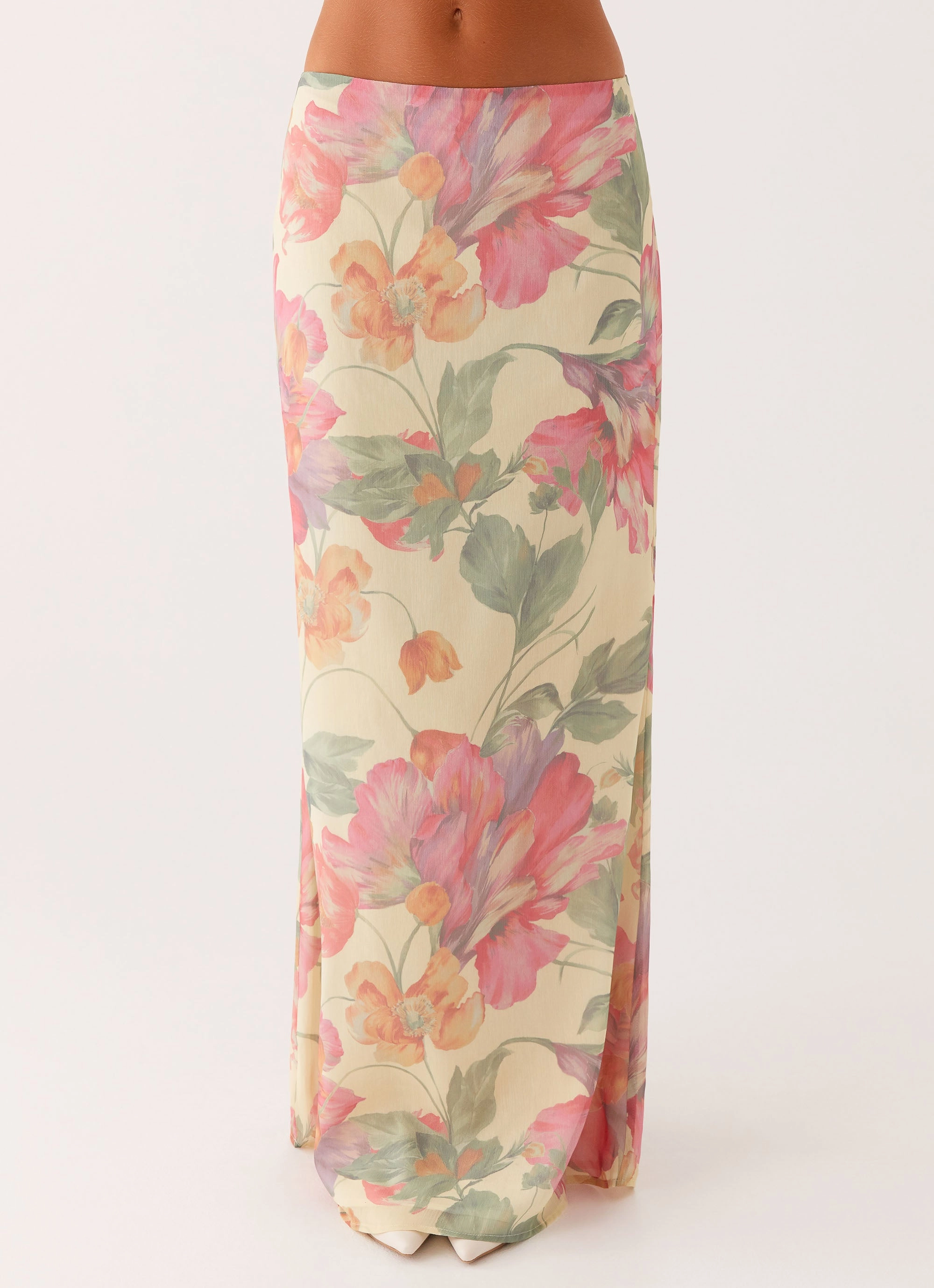 Simple Motion Soulful Low Rise Maxi Skirt - Yellow Peony