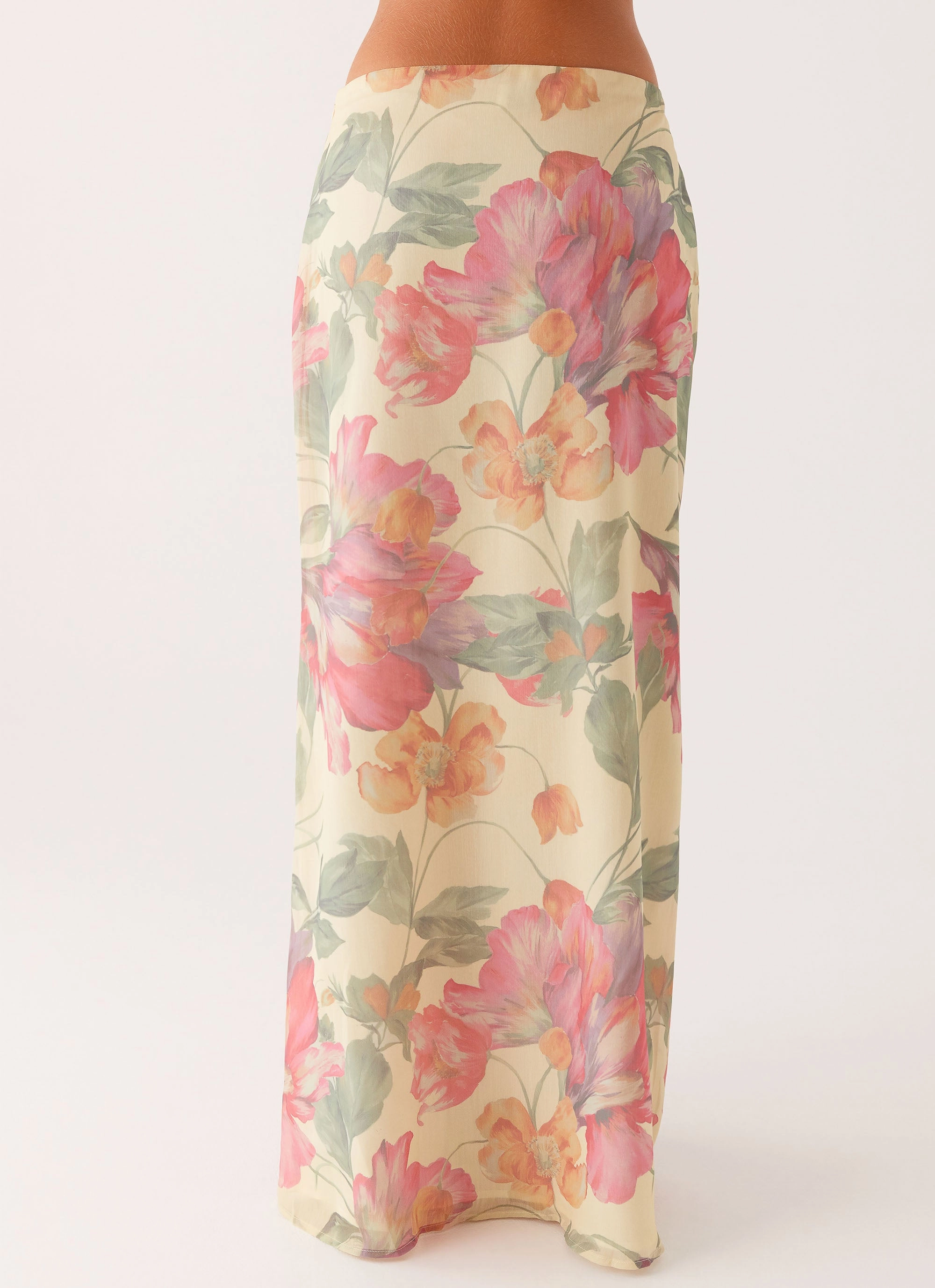 Clean Style Soulful Low Rise Maxi Skirt - Yellow Peony