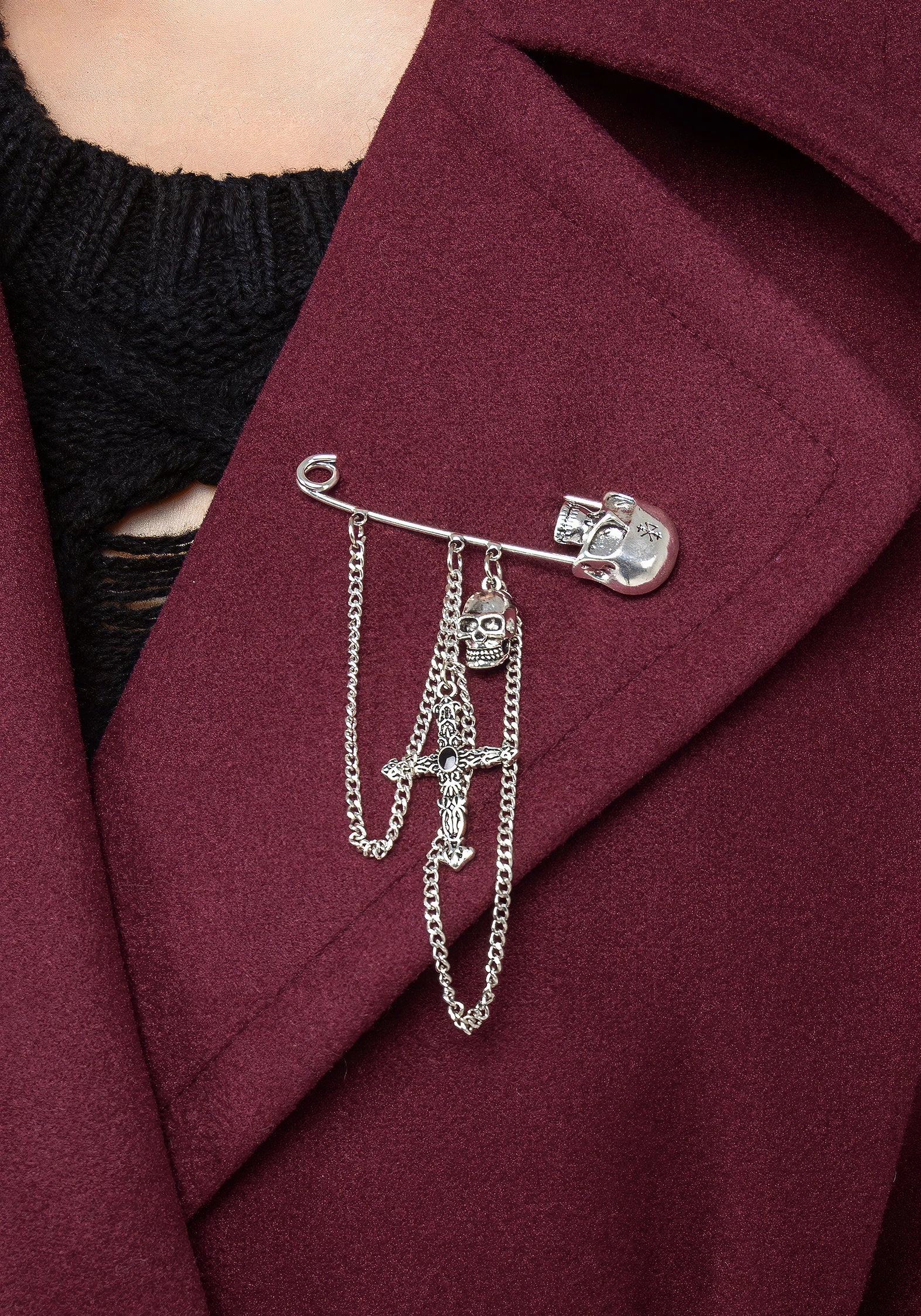 QuickAccess Pockets Meltdown Oversized Coat with Brooch - Red