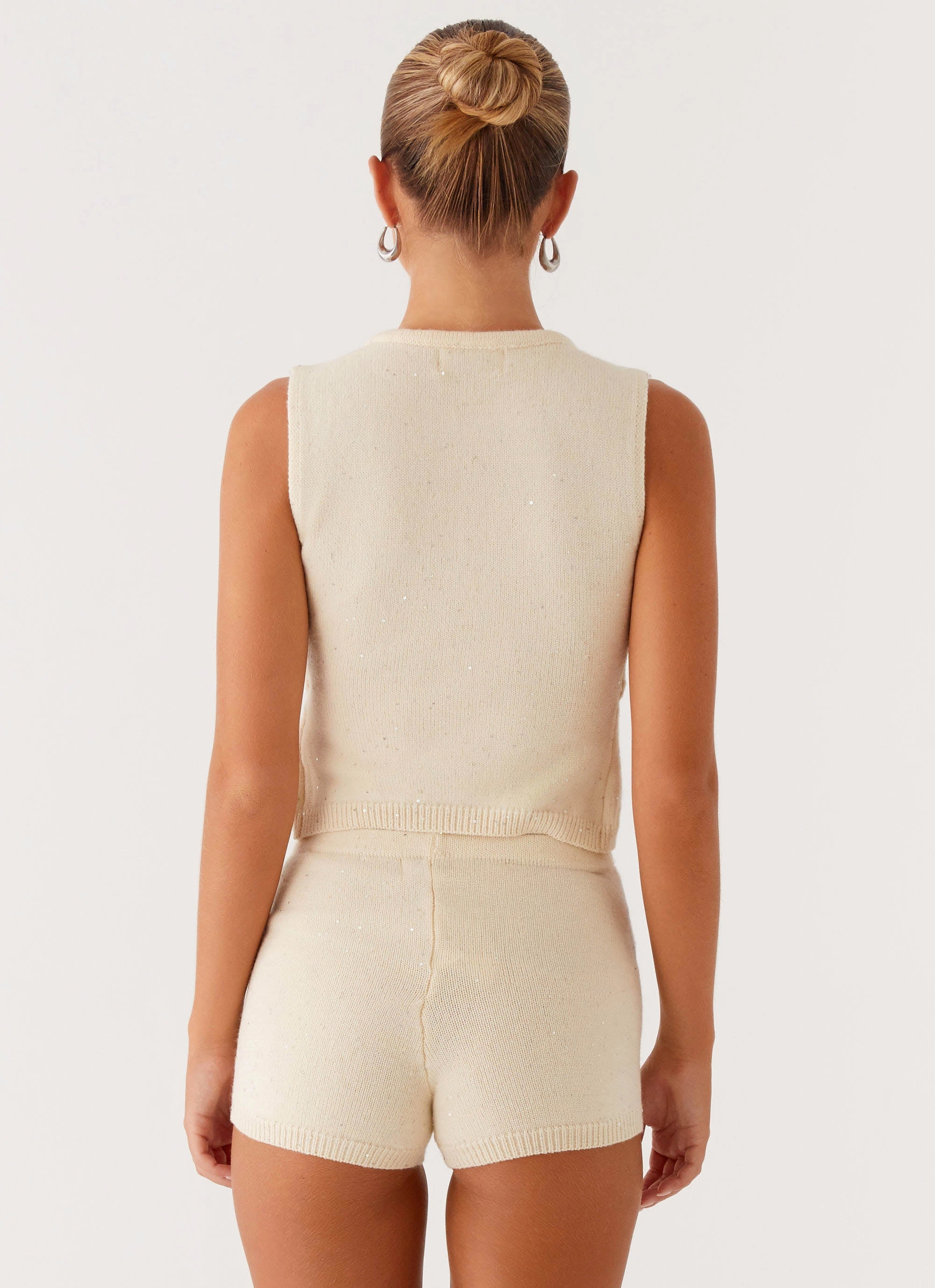 Ownley Sequin Knit Shorts - Ivory Move Freely Durable Seams