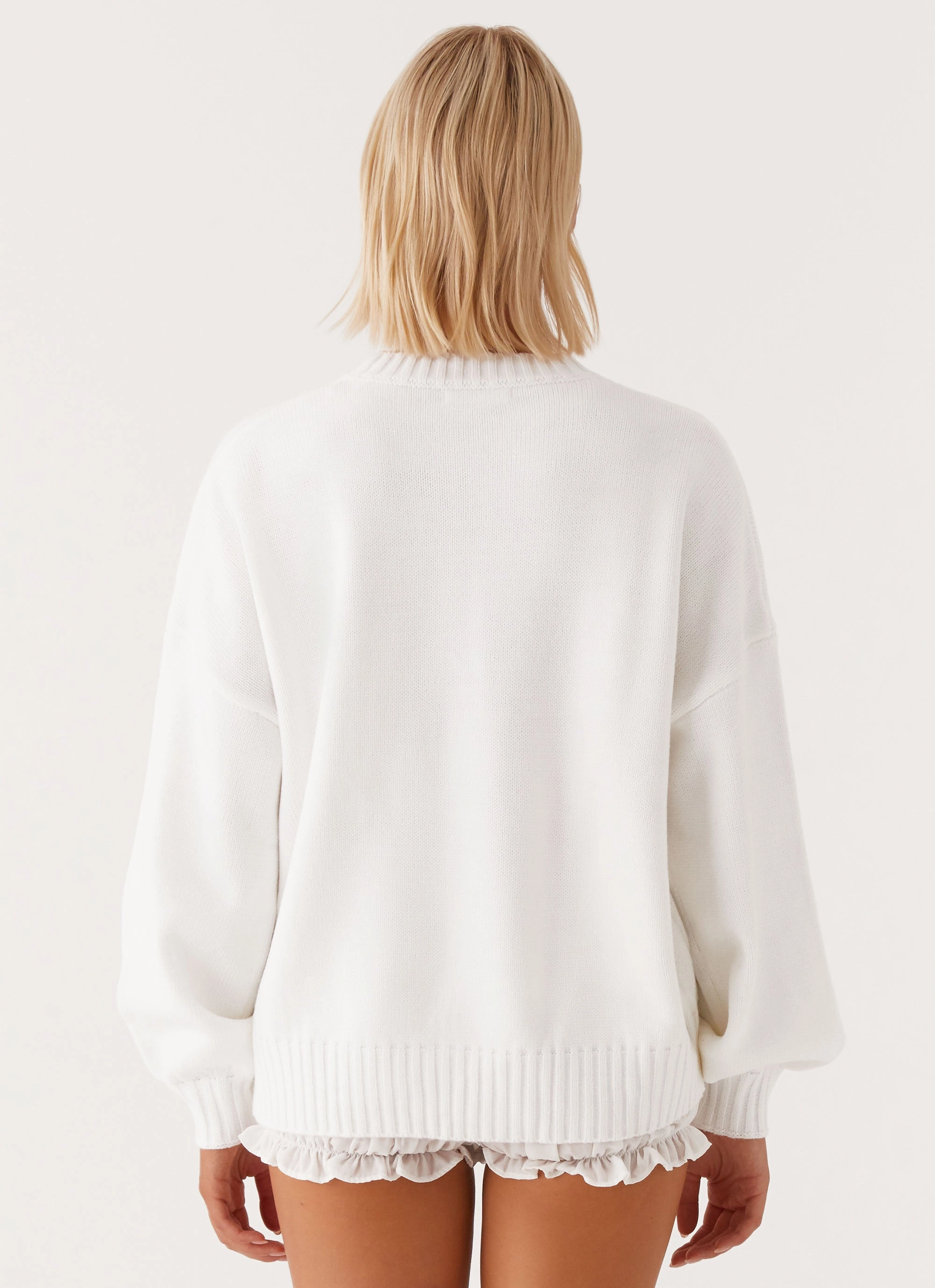 TapedZippers Paddington Oversized Knit Sweater - Ivory