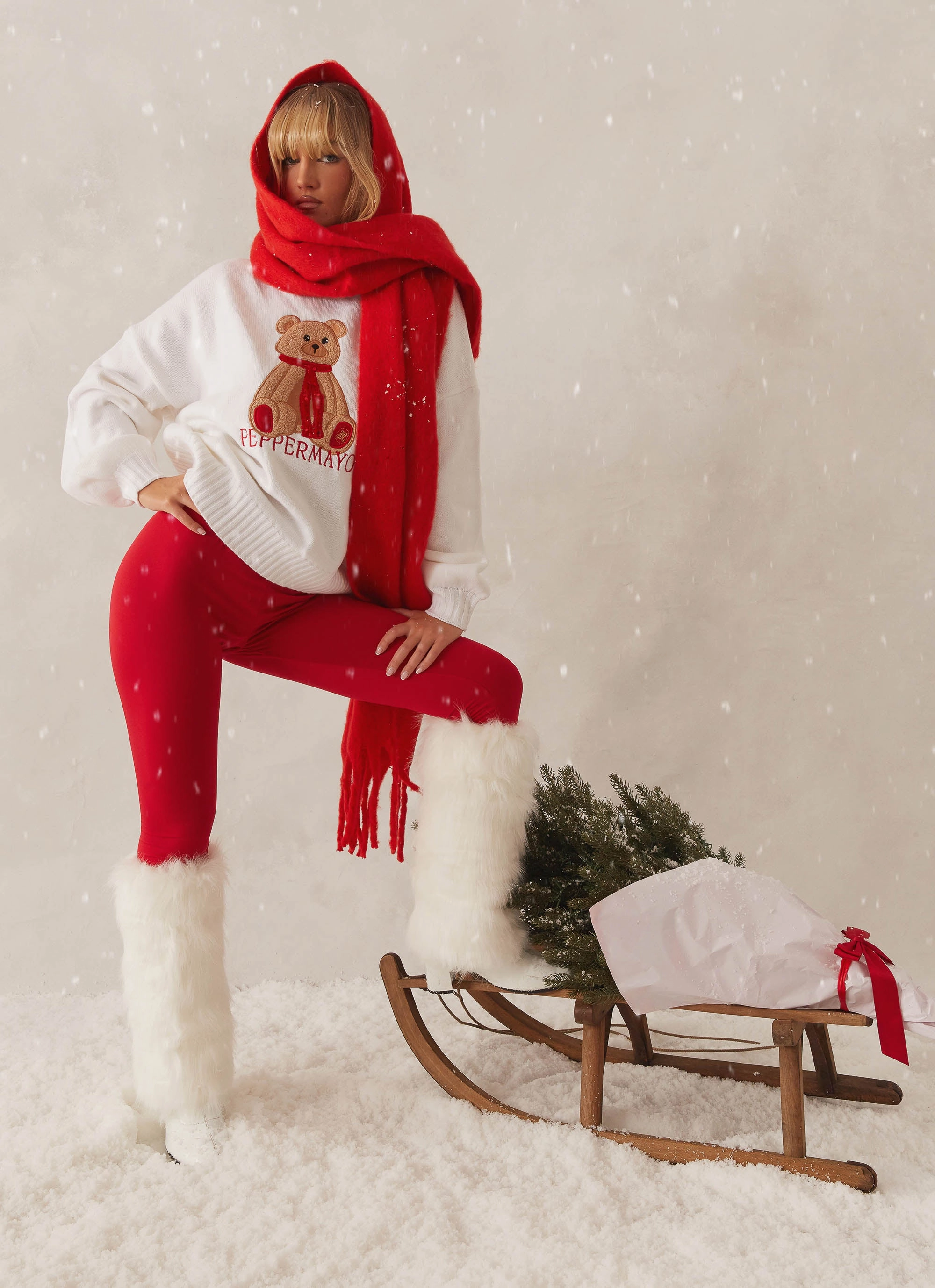 Paddington Oversized Knit Sweater - Ivory Abrasion Resistant Panels