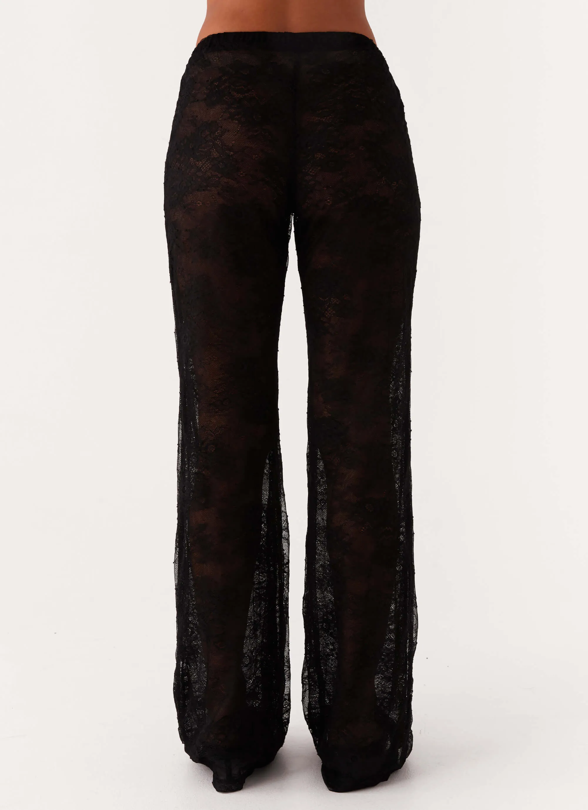 Tailored Fit No Gap Waist Paige Lace Pants - Black
