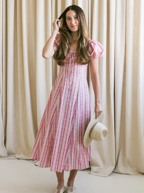 Paige Puff Sleeve Midi Dress Versatile Wearable Luxe Appeal