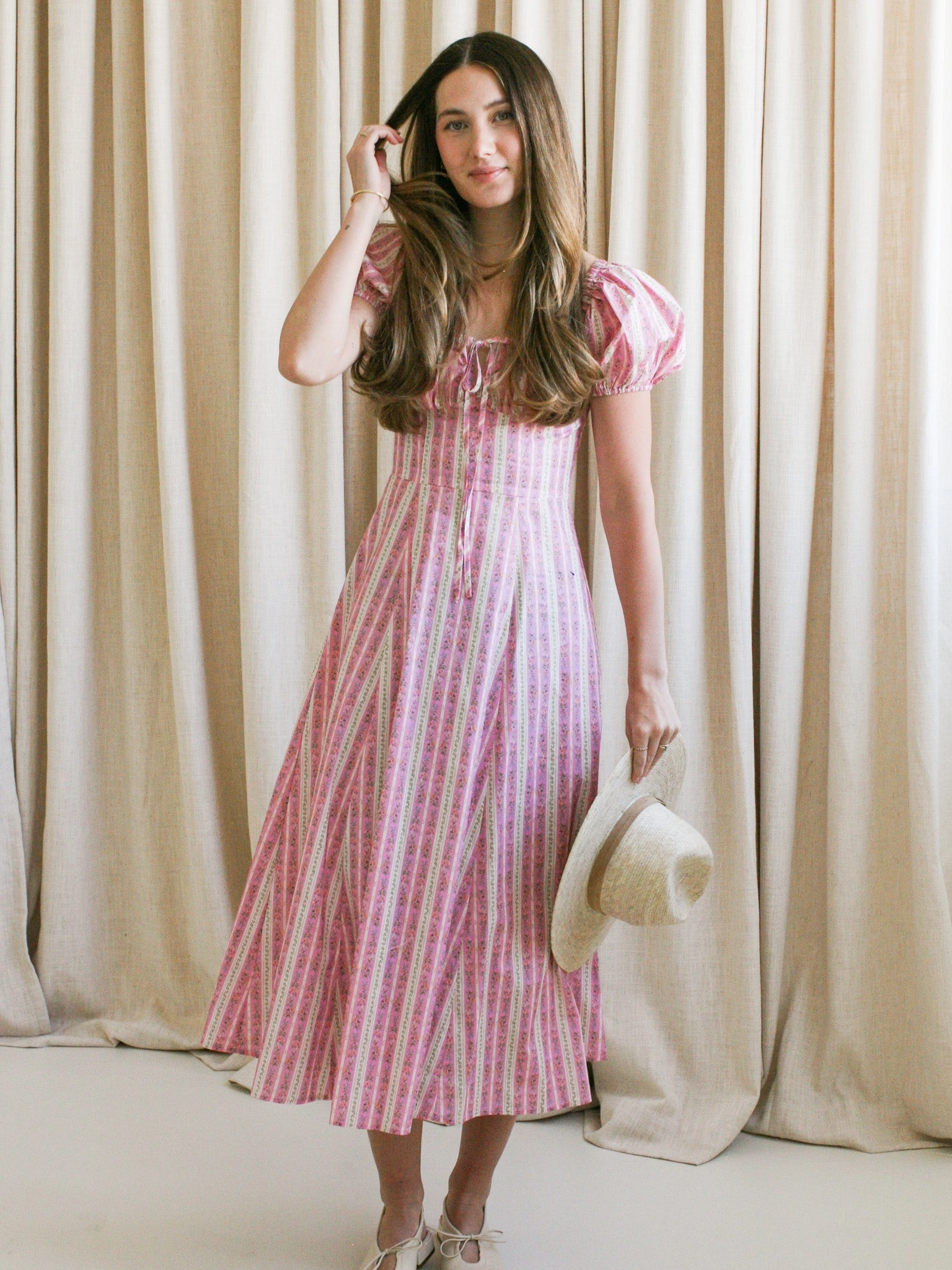 Paige Puff Sleeve Midi Dress Versatile Wearable Luxe Appeal