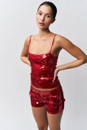 Placket Detailing SolarReflectiveFinish Paillette Cami