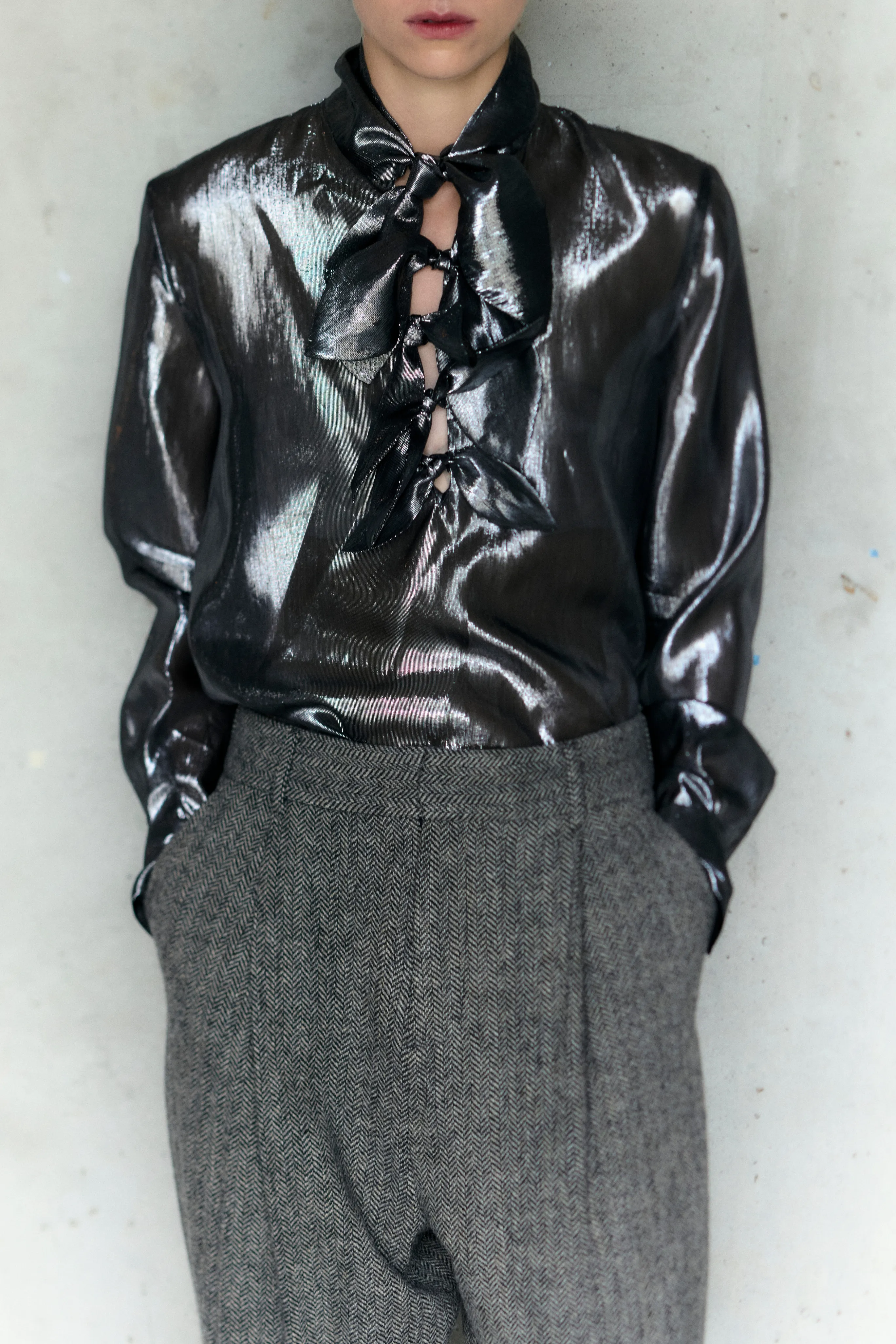 Sporty Style Painter's Shirt - Silver