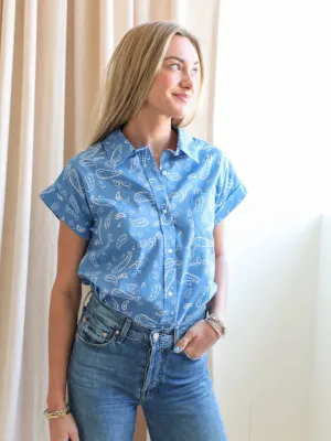 Paisley Cornflower Blouse SublimatedPrint Easy Care Material