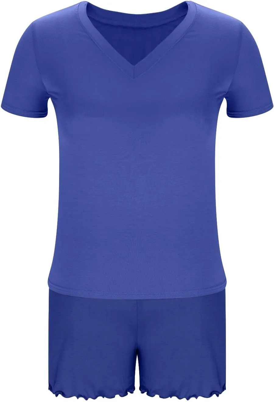 Pajama Sets for Women Soft Modal Shorts Sleepwear Summer Loose V Neck Short Sleeve Soft Loungewear Set 2 Piece Outfits