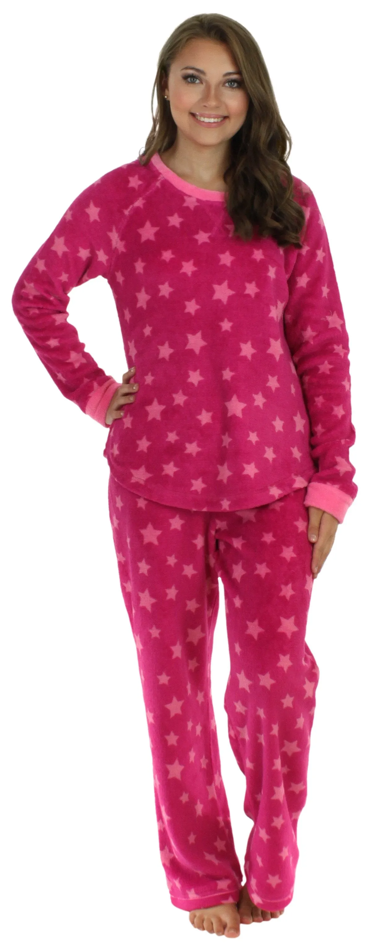 PajamaMania Women’s Fleece Long Sleeve Pajama Set