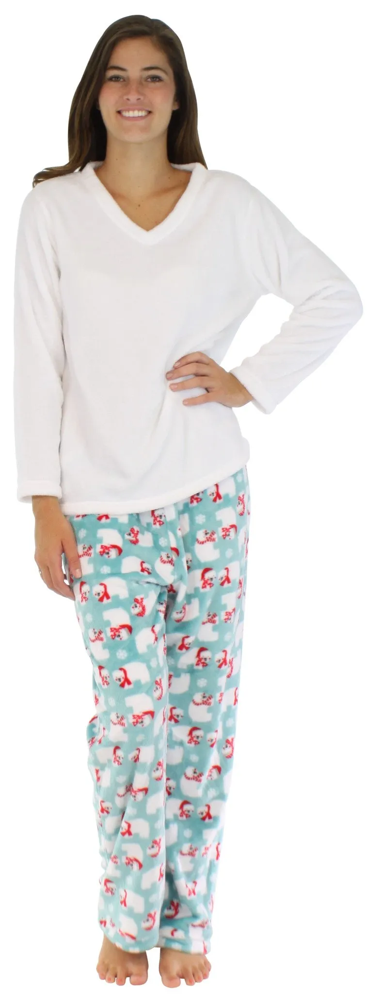 PajamaMania Women’s Fleece Long Sleeve Pajama Set