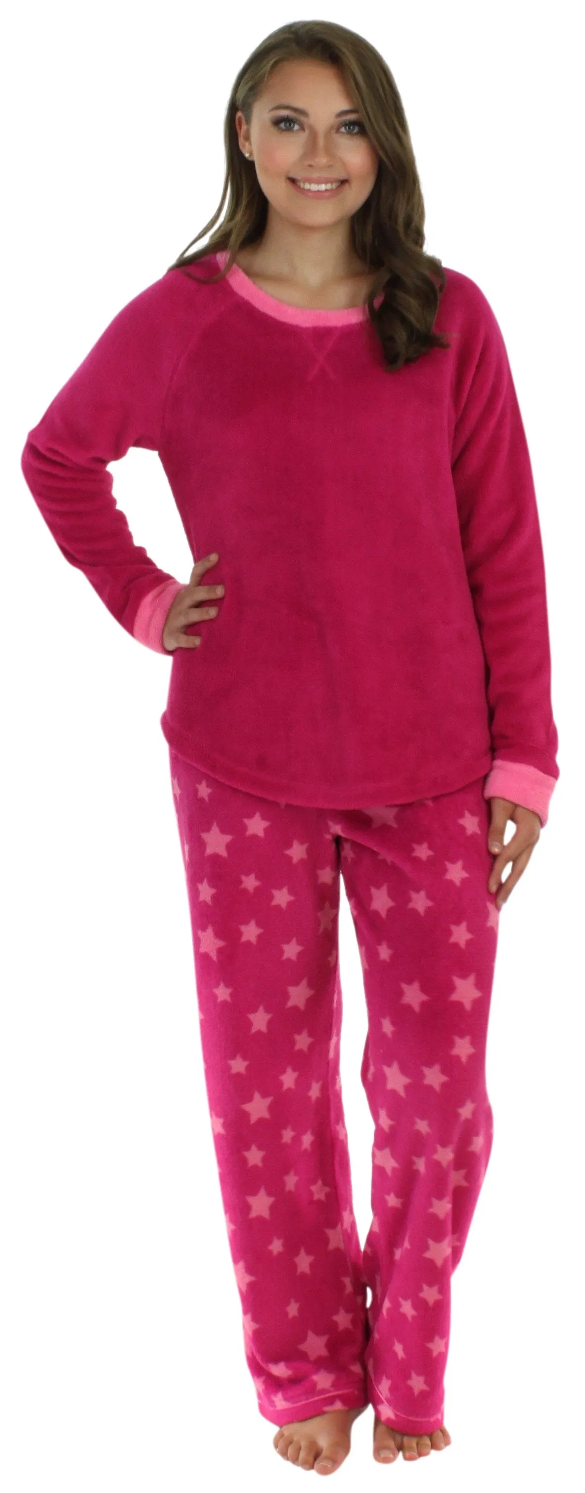 PajamaMania Women’s Fleece Long Sleeve Pajama Set