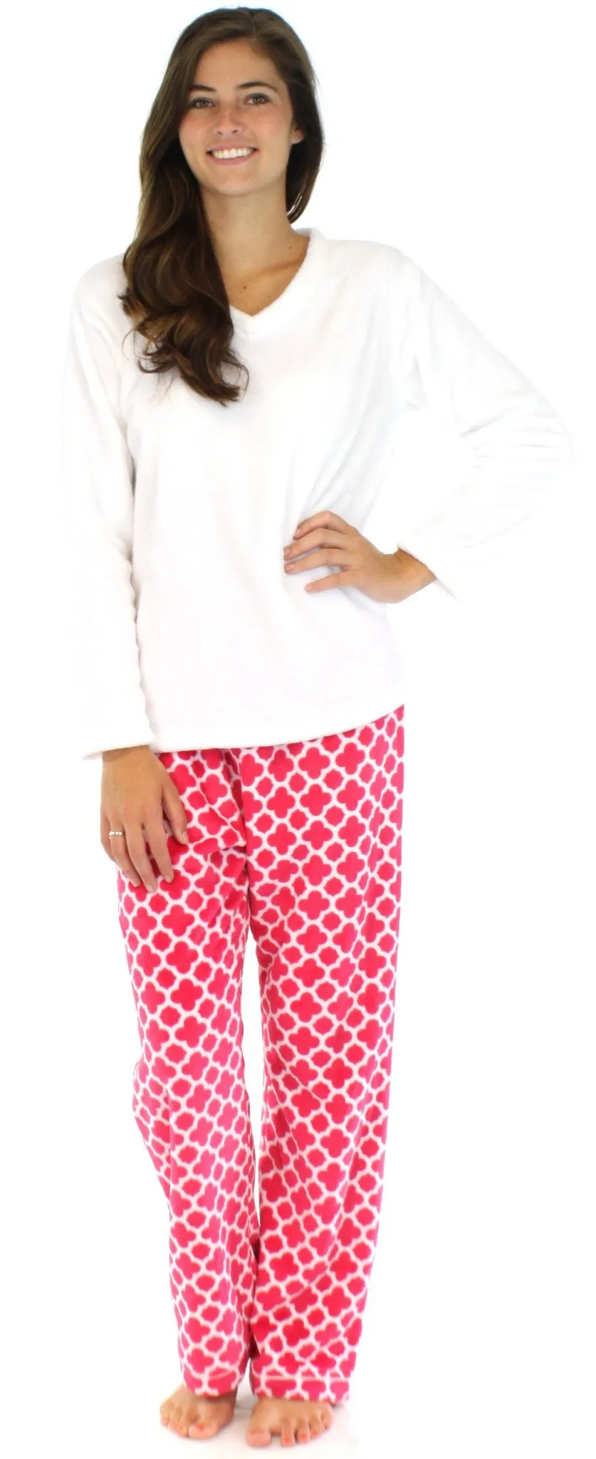 PajamaMania Women’s Fleece Long Sleeve Pajama Set