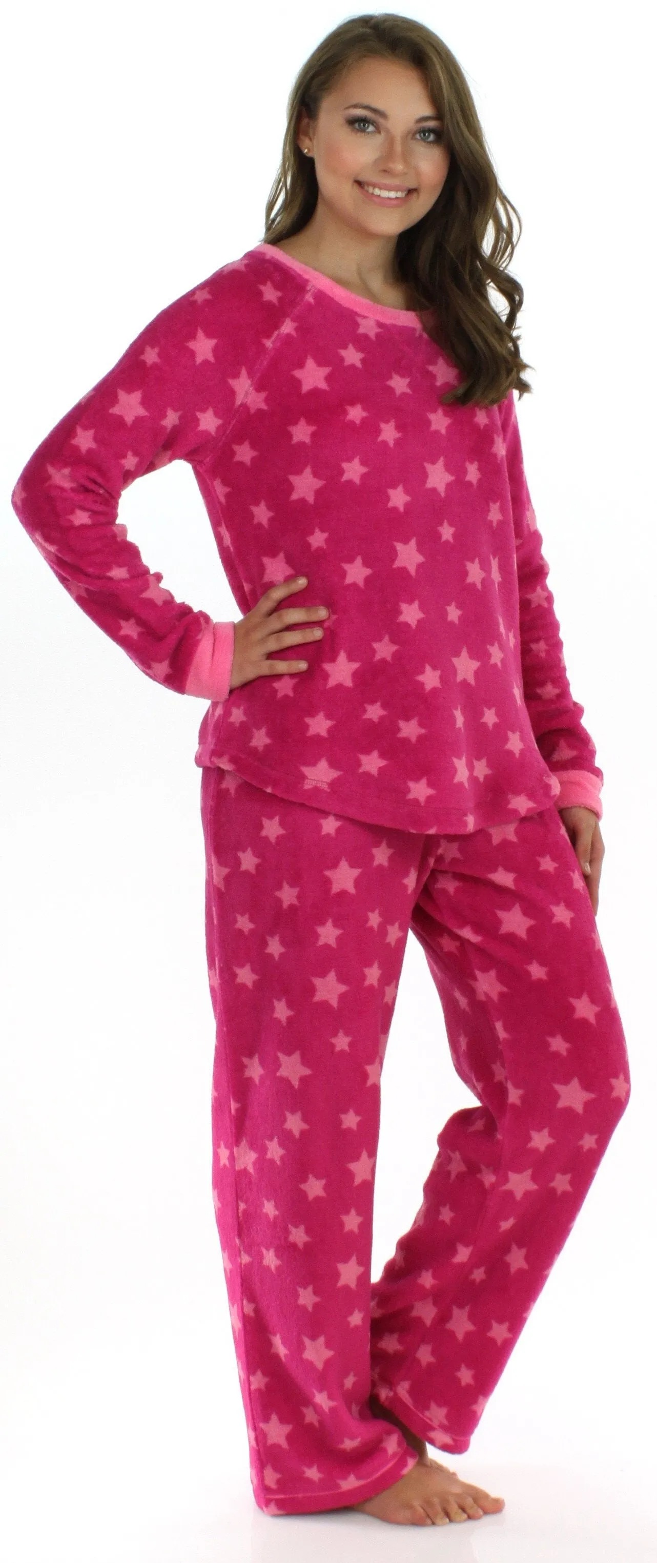 PajamaMania Women’s Fleece Long Sleeve Pajama Set