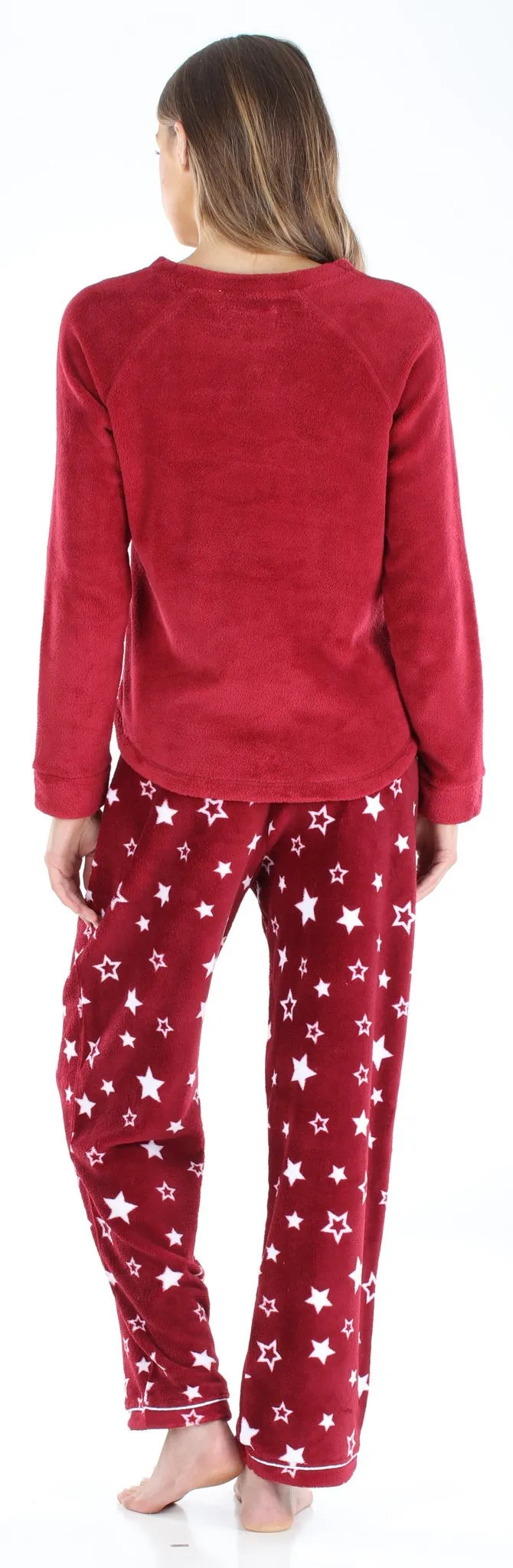 PajamaMania Women’s Fleece Long Sleeve Pajama Set