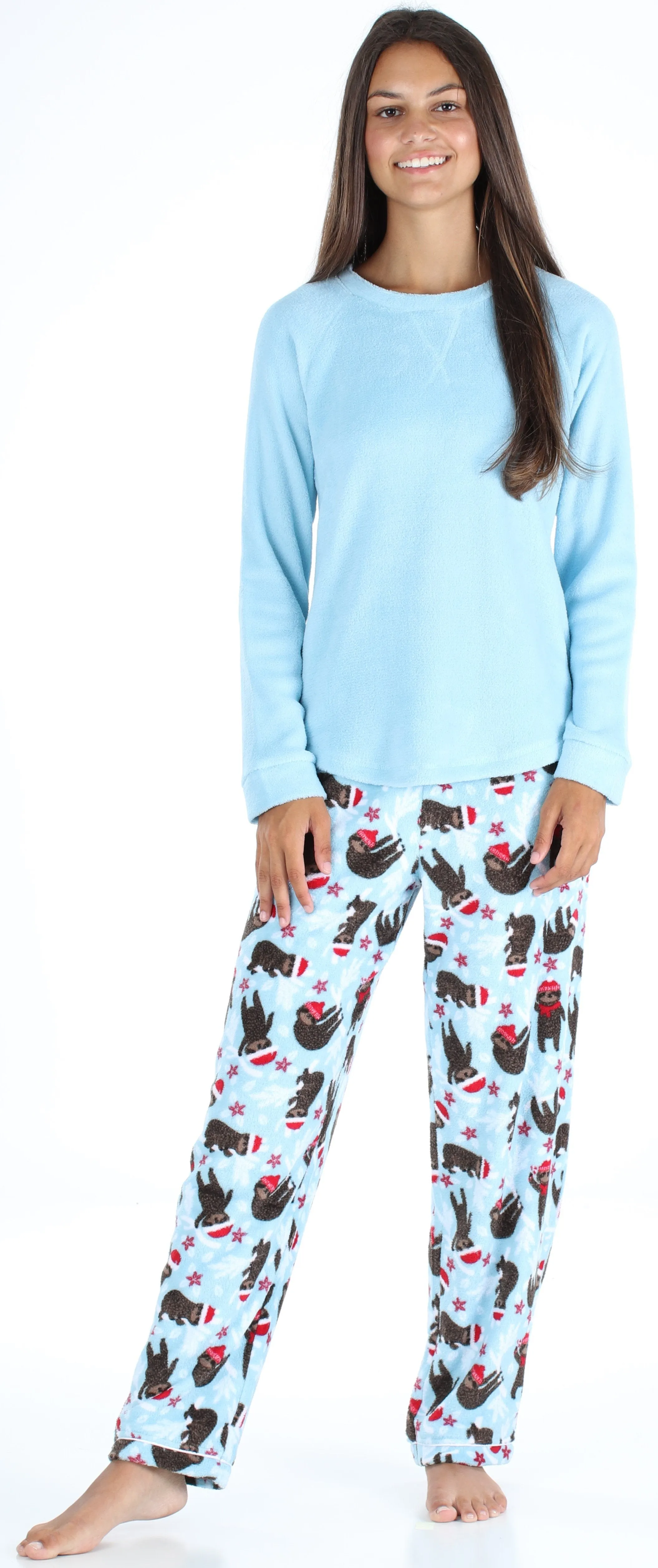 PajamaMania Women’s Fleece Long Sleeve Pajama Set