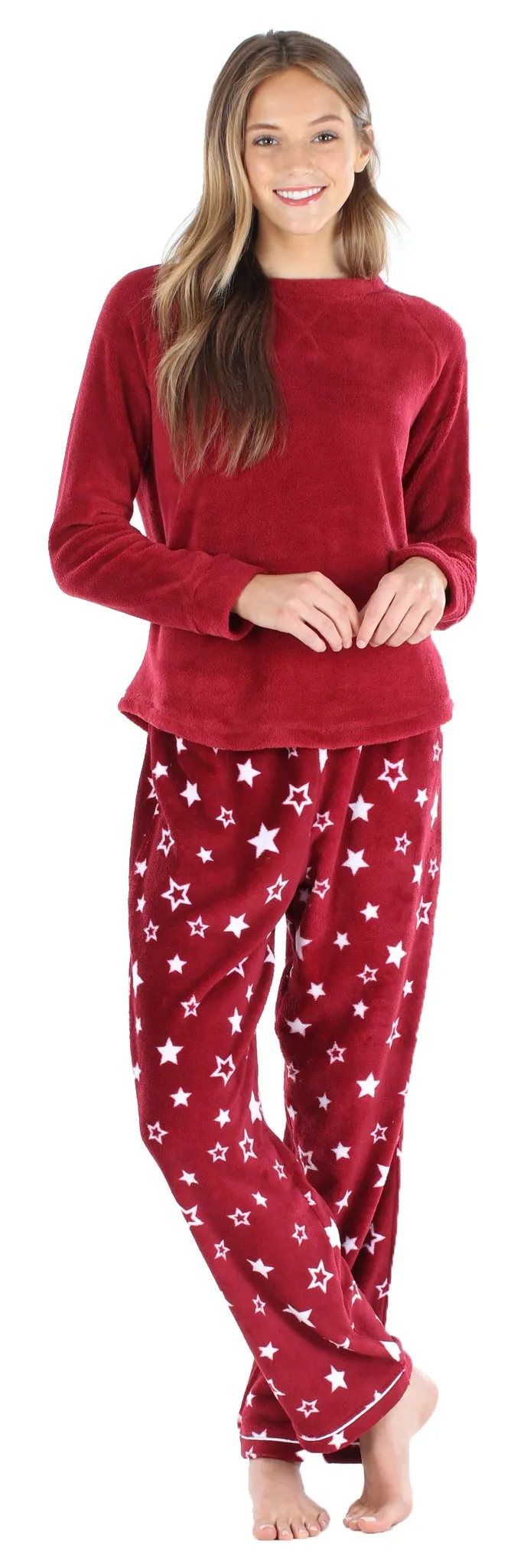 PajamaMania Women’s Fleece Long Sleeve Pajama Set