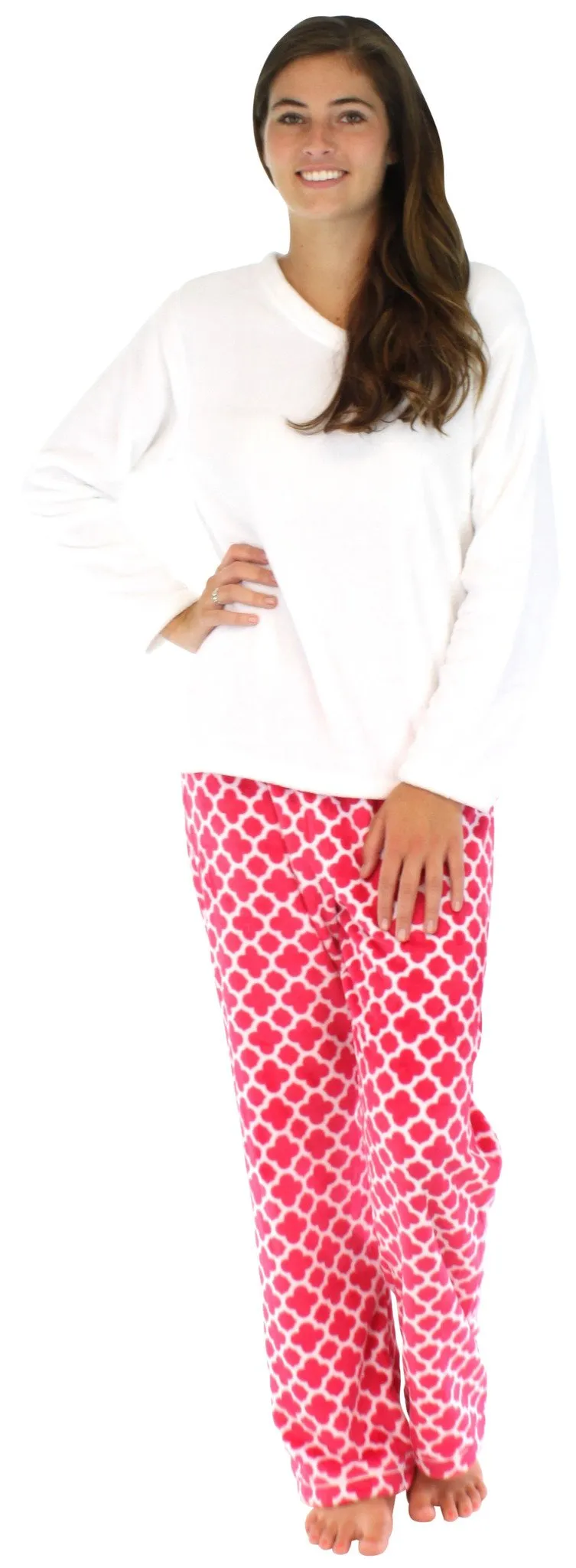PajamaMania Women’s Fleece Long Sleeve Pajama Set