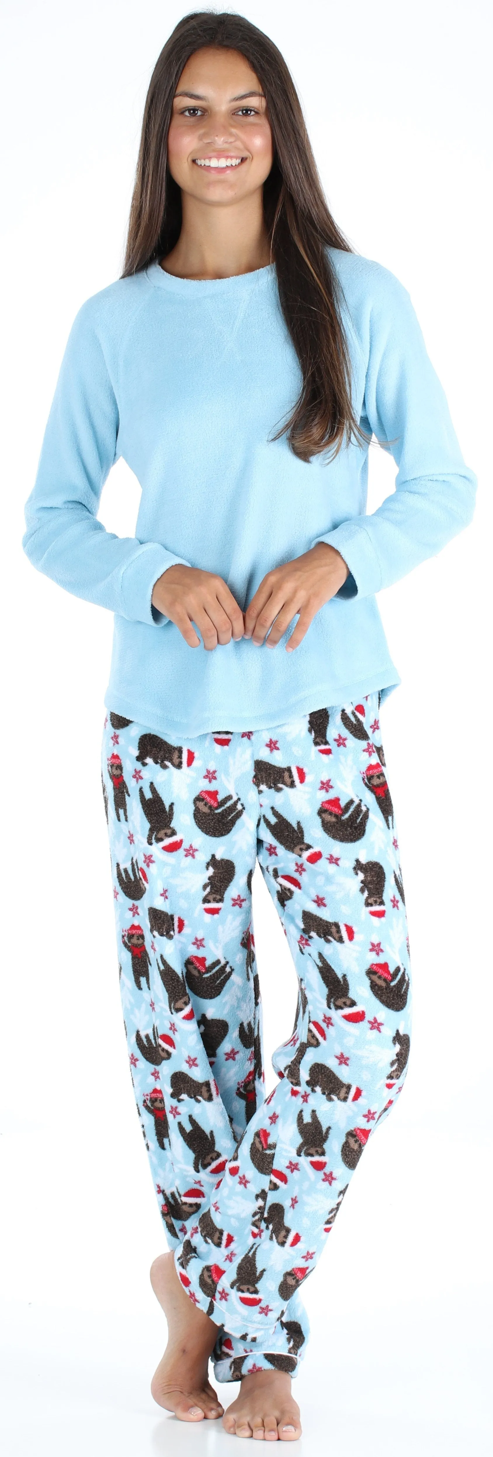 PajamaMania Women’s Fleece Long Sleeve Pajama Set