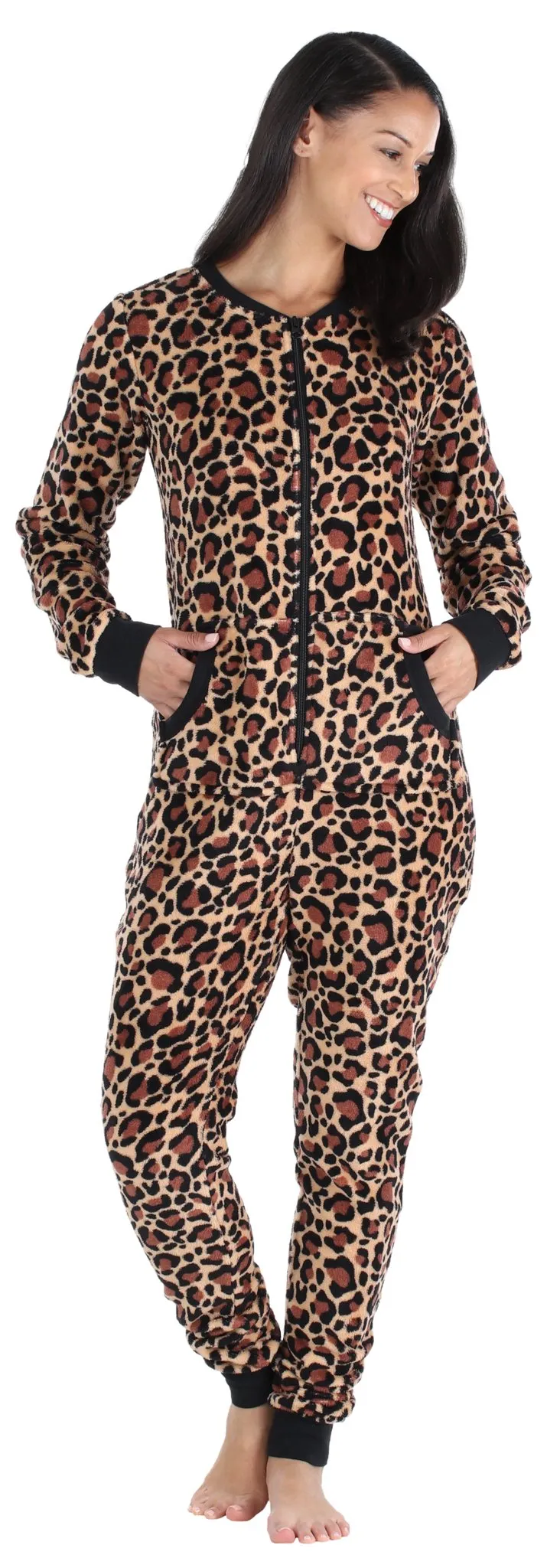 PajamaMania Women’s Plush Fleece Non-Footed Onesie Loungewear Pajamas