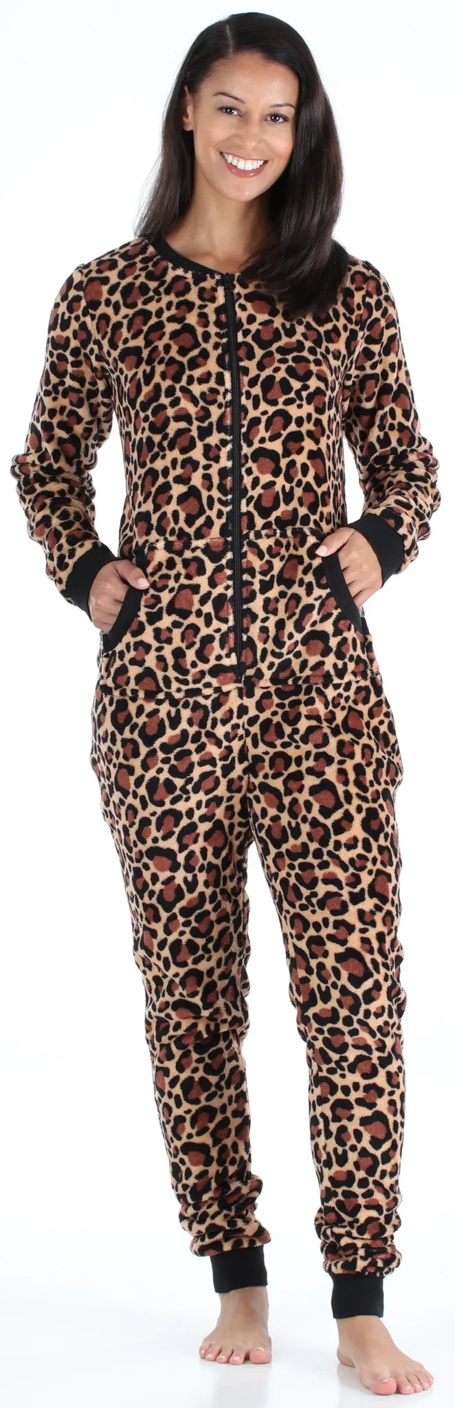 PajamaMania Women’s Plush Fleece Non-Footed Onesie Loungewear Pajamas