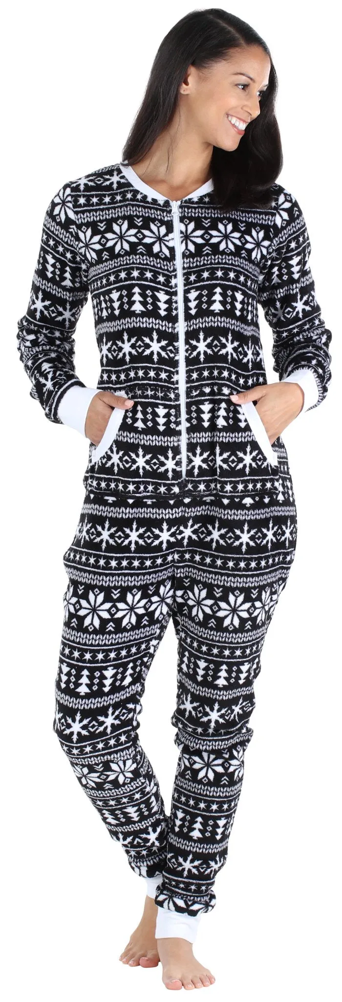 PajamaMania Women’s Plush Fleece Non-Footed Onesie Loungewear Pajamas