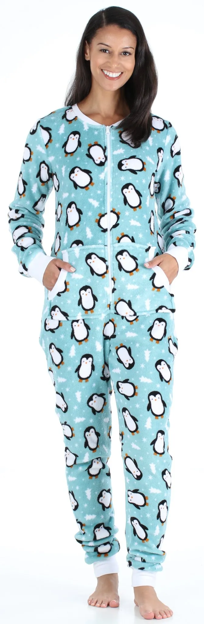PajamaMania Women’s Plush Fleece Non-Footed Onesie Loungewear Pajamas