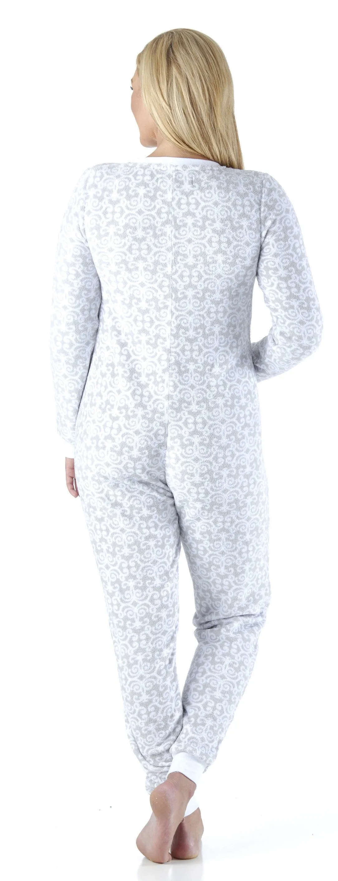 PajamaMania Women’s Plush Fleece Non-Footed Onesie Loungewear Pajamas