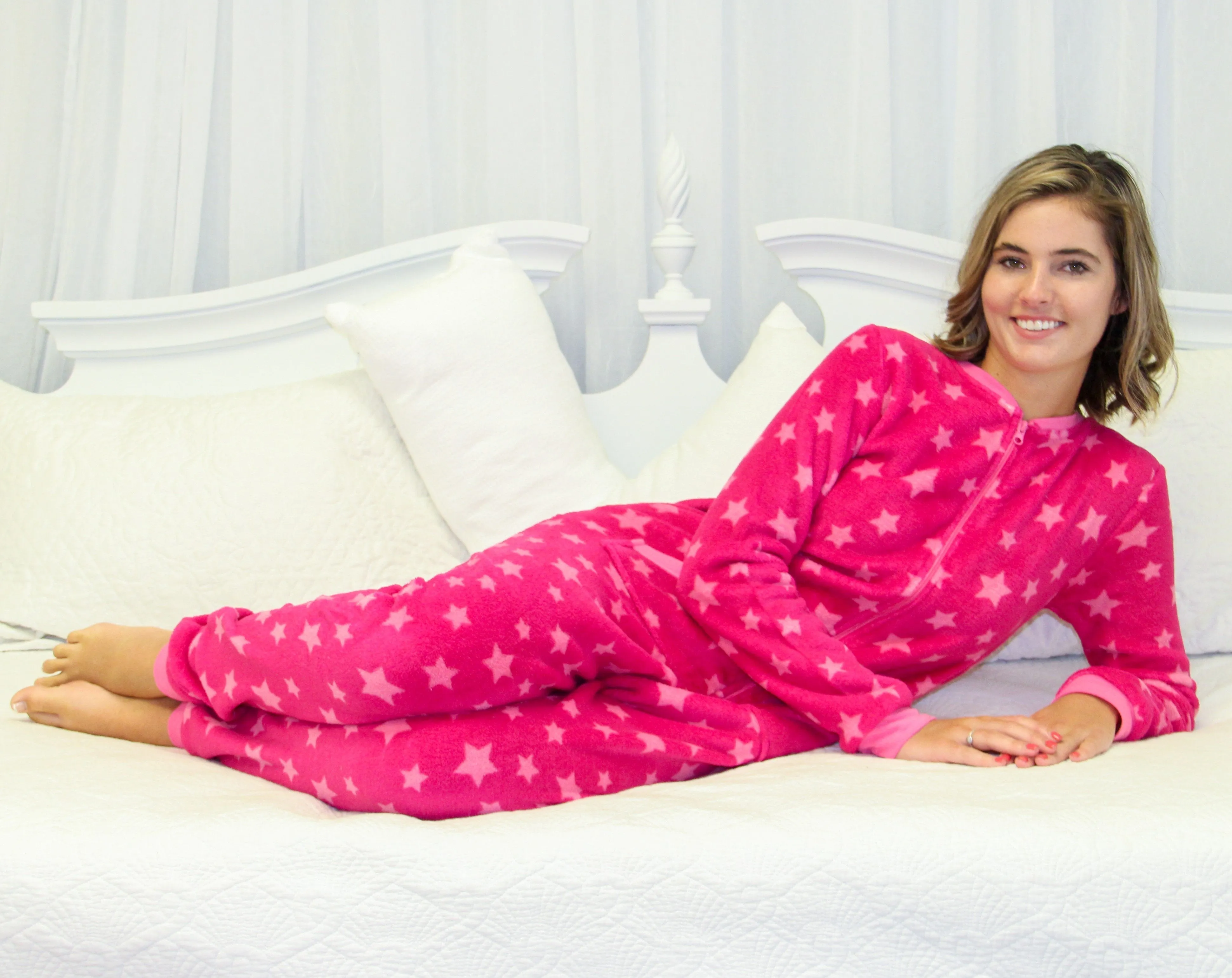 PajamaMania Women’s Plush Fleece Non-Footed Onesie Loungewear Pajamas