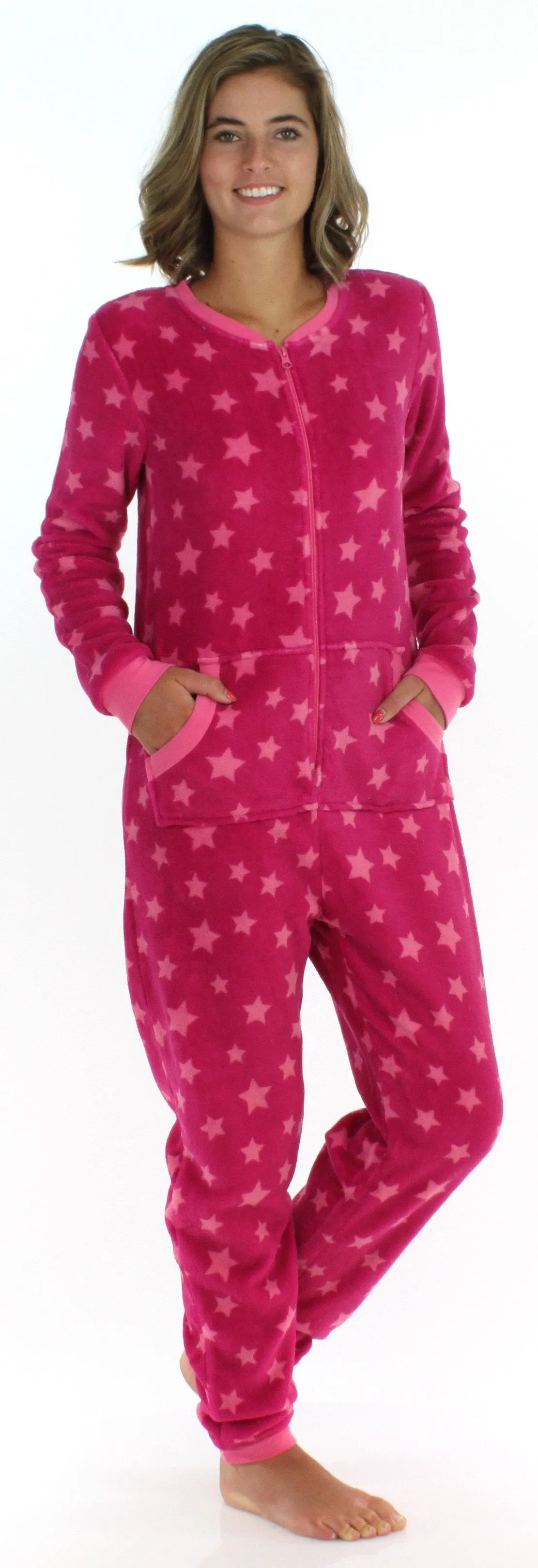 PajamaMania Women’s Plush Fleece Non-Footed Onesie Loungewear Pajamas