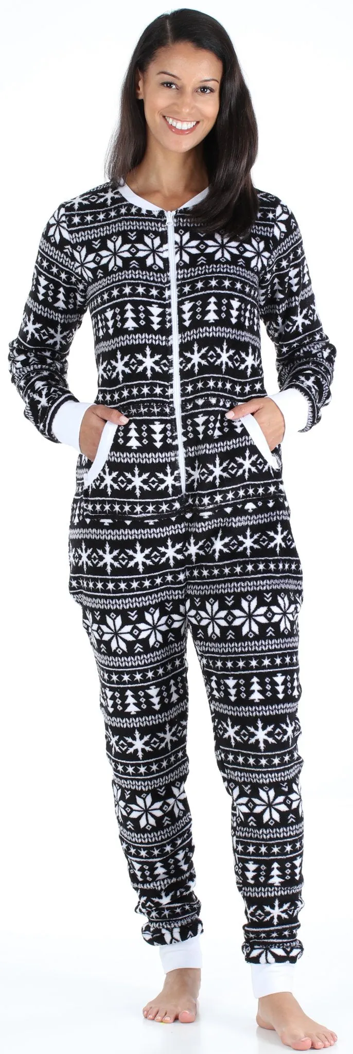 PajamaMania Women’s Plush Fleece Non-Footed Onesie Loungewear Pajamas