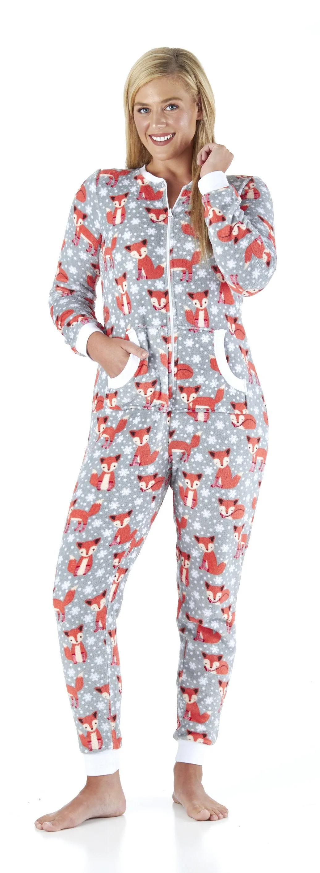 PajamaMania Women’s Plush Fleece Non-Footed Onesie Loungewear Pajamas