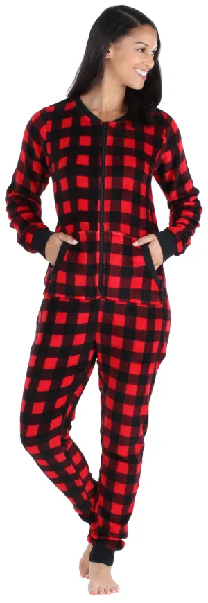 PajamaMania Women’s Plush Fleece Non-Footed Onesie Loungewear Pajamas