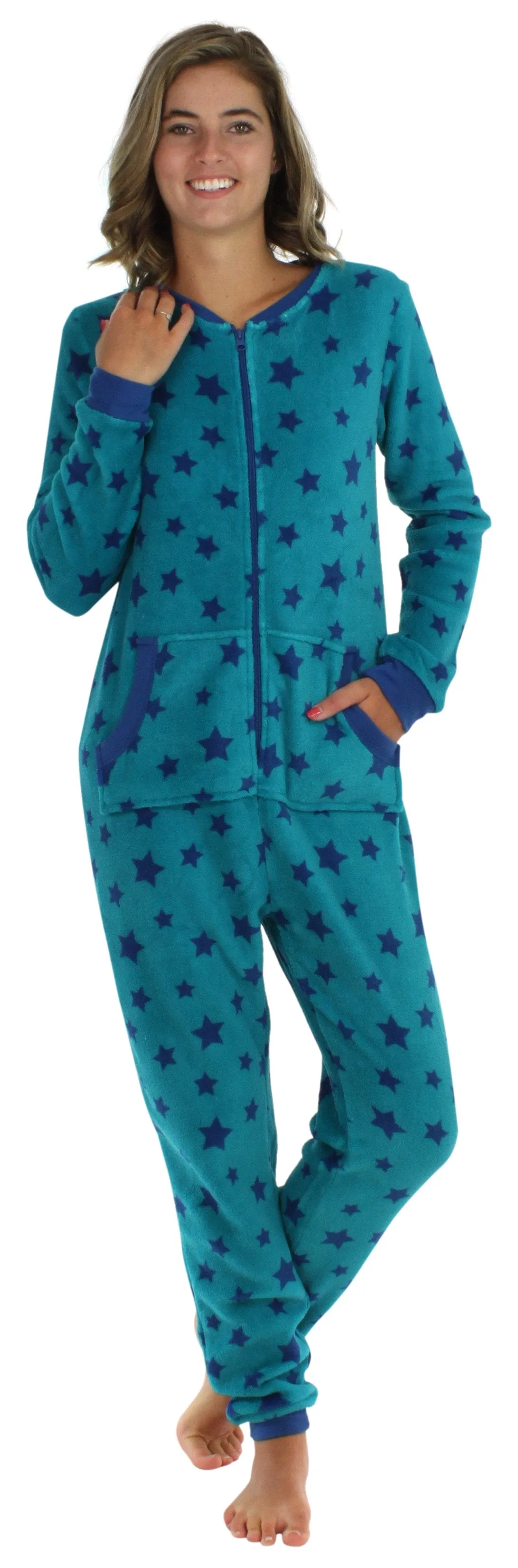 PajamaMania Women’s Plush Fleece Non-Footed Onesie Loungewear Pajamas