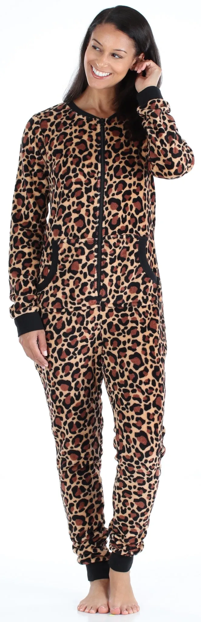 PajamaMania Women’s Plush Fleece Non-Footed Onesie Loungewear Pajamas